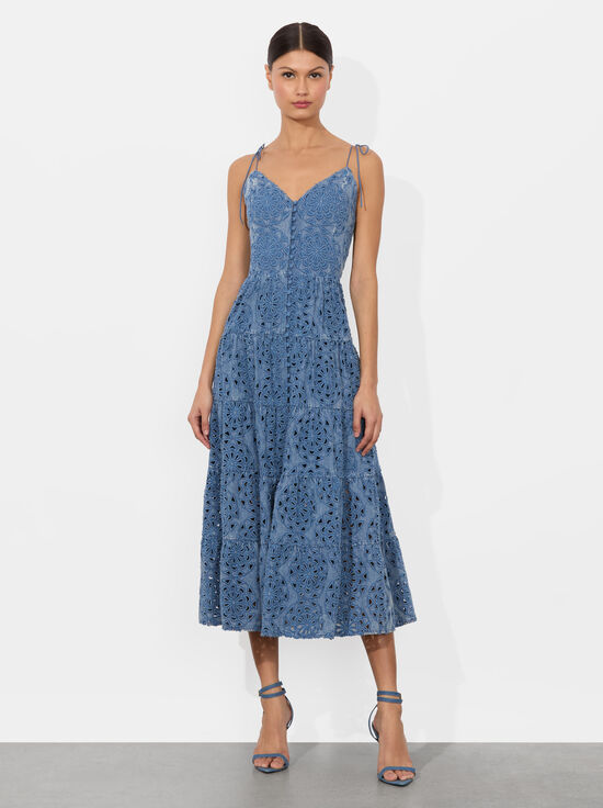 AVERY BLUE-SHANTI TIERED MIDI DRESS