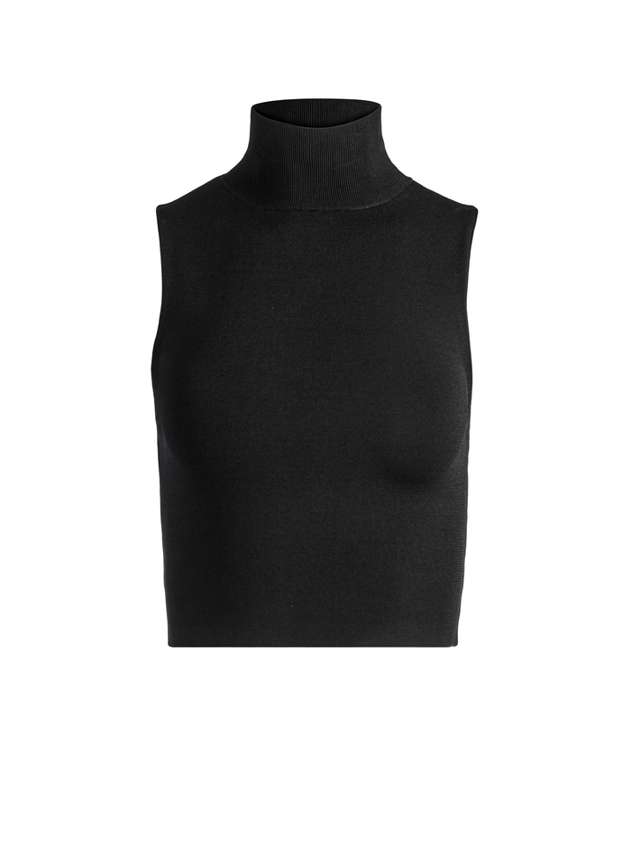 DARINA MOCK NECK FITTED CROPPED TANK - BLACK image 5 - Alice And Olivia