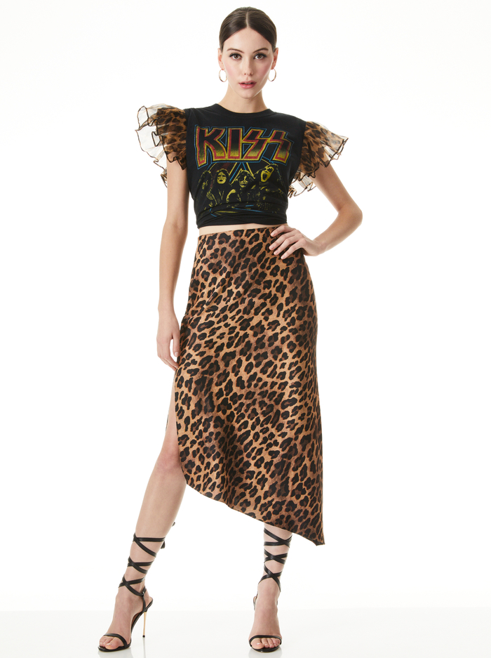 MAEVE ASYMMETRICAL SLIP SKIRT - SPOTTED LEOPARD DARK TAN image 2 - ALICE + OLIVIA