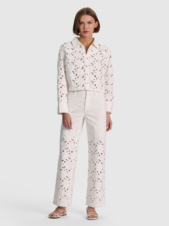 FINELY LASER-CUT DENIM BUTTON DOWN