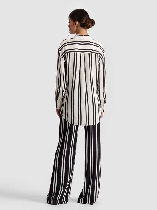 PADDLEBOARD STRIPE ECRU/BLACK-DIMITRA OVERSIZED BUTTON DOWN