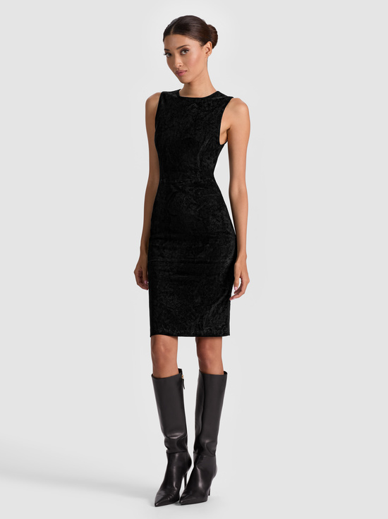 BLACK-DELORA SUEDE MIDI DRESS