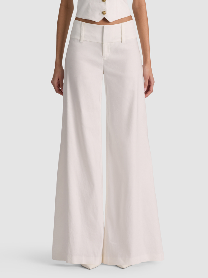 OLIVIA WIDE LEG LINEN PANT - OFF WHITE - ALICE + OLIVIA