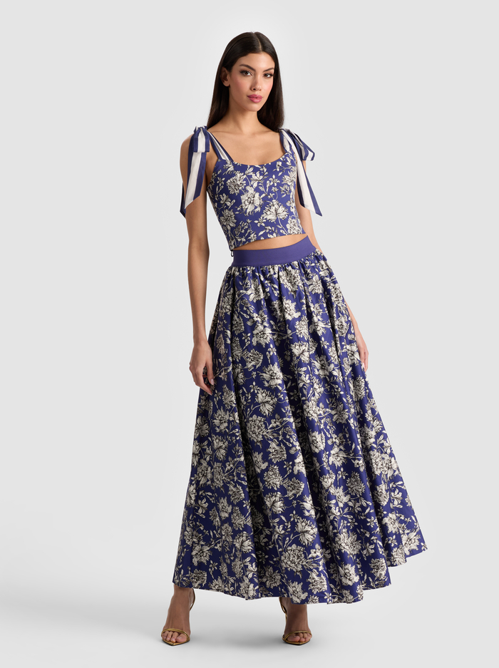 NILDA MAXI SKIRT - BLOOMING WILD INDIGO image 4 - Alice And Olivia