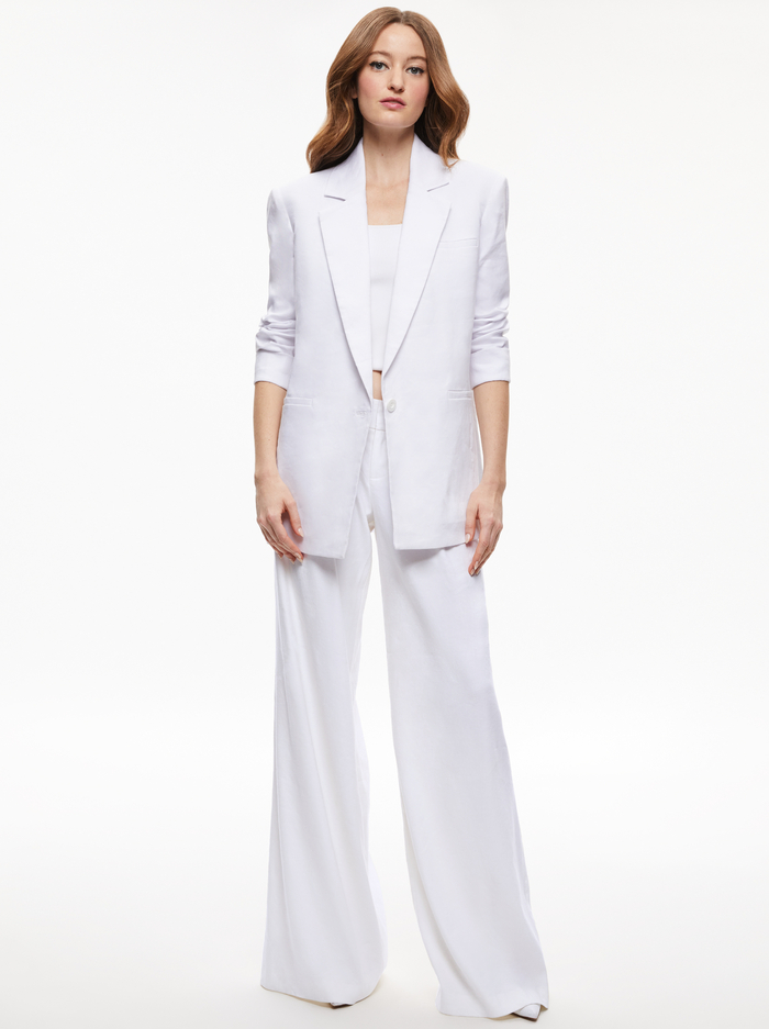SHAN LINEN ROLLED CUFF BLAZER - WHITE image 2 - Alice And Olivia