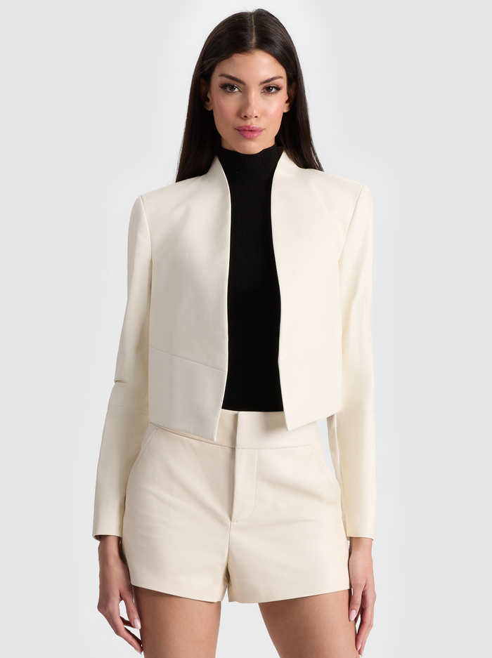 NEW HARVEY LEATHER JACKET - WHITE - Alice And Olivia