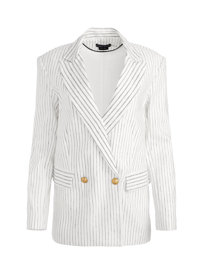 ARIAS LINEN BLAZER - OFF WHITE/BLACK image 5 - Alice And Olivia