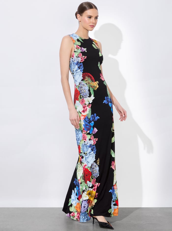 DELORA OPEN BACK MAXI DRESS - GARDEN BRUNCH BLACK image 3 - Alice And Olivia