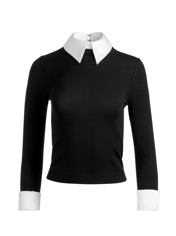 PORLA COLLARED SWEATER - BLACK image 5 - Alice And Olivia