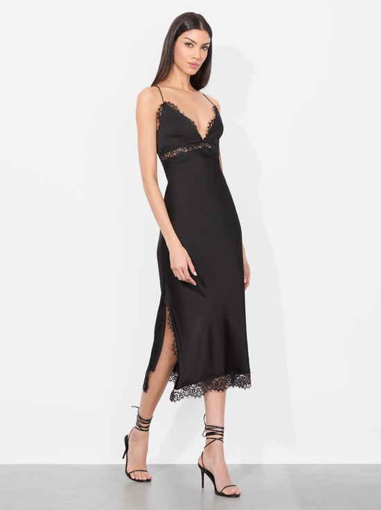 BLACK-ZAIRA LACE SLIP MIDI DRESS