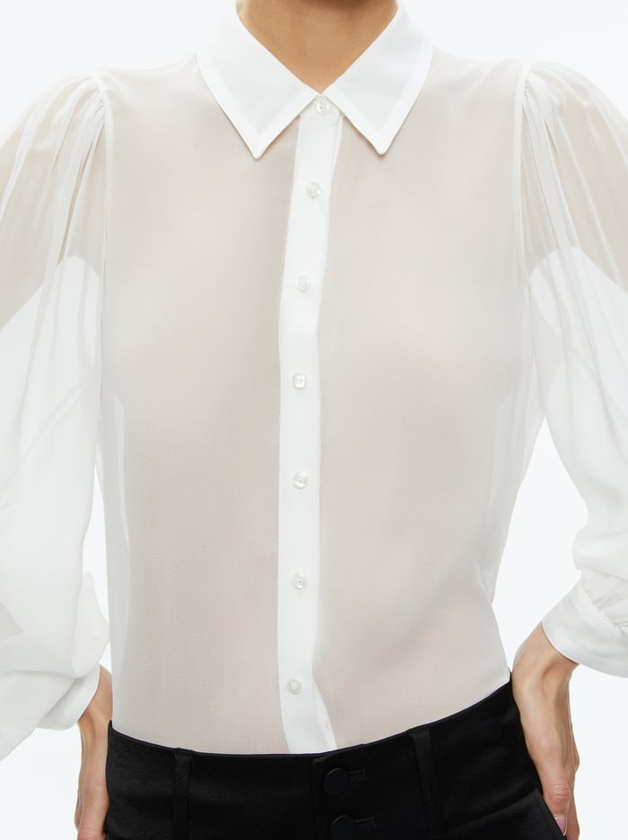 ROANNE SHEER BLOUSE - OFF WHITE image 3 - Alice And Olivia