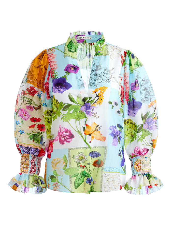 ILAN SMOCKED SLEEVE BUTTON FRONT BLOUSE - MAKE A STATEMENT image 5 - Alice And Olivia