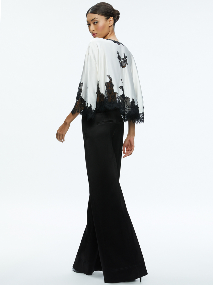 LOREE LACE TIE FRONT CROPPED JACKET - OFF WHITE/BLACK image 1 - Alice And Olivia