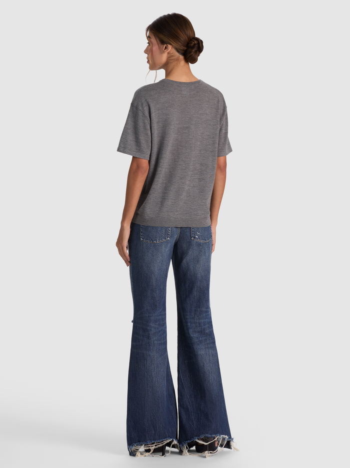 AMELIE CASHMERE KNIT TEE - MEDIUM HEATHER GREY image 2 - ALICE + OLIVIA