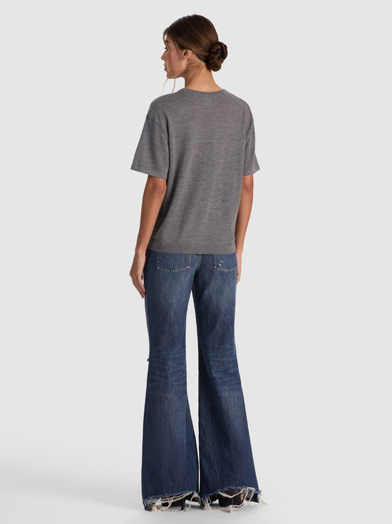 MEDIUM HEATHER GREY-AMELIE CASHMERE KNIT TEE