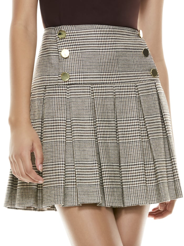 EMILIE PLEATED MINI SKIRT - AFTERGLOW PLAID image 1 - Alice And Olivia