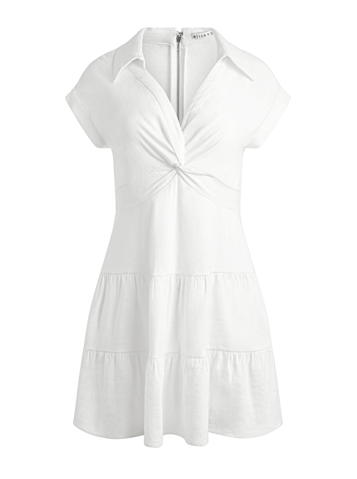 MILA LINEN TWIST FRONT MINI DRESS - OFF WHITE image 5 - Alice And Olivia