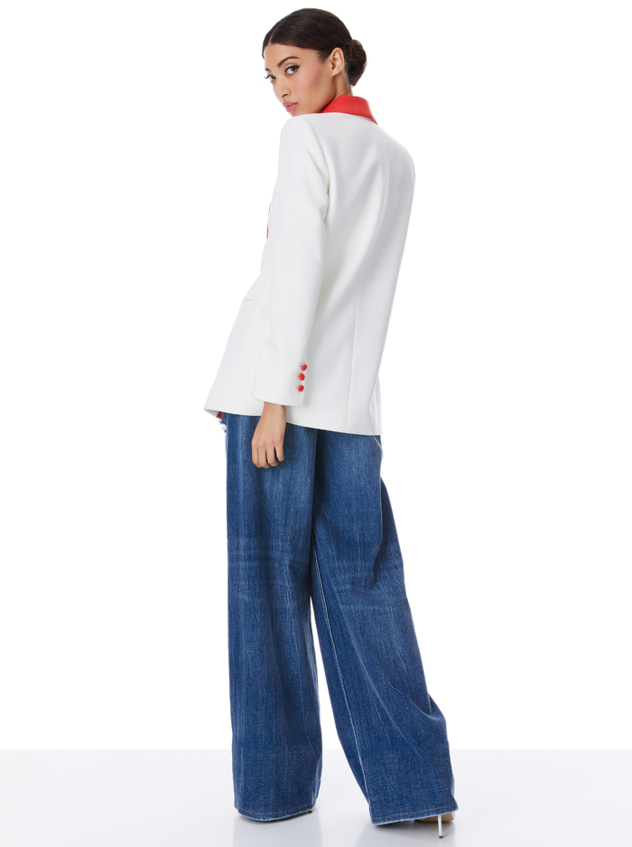 VERNELL SHAWL COLLAR BLAZER - OFF WHITE/CHILI PEPPER image 1 - Alice And Olivia