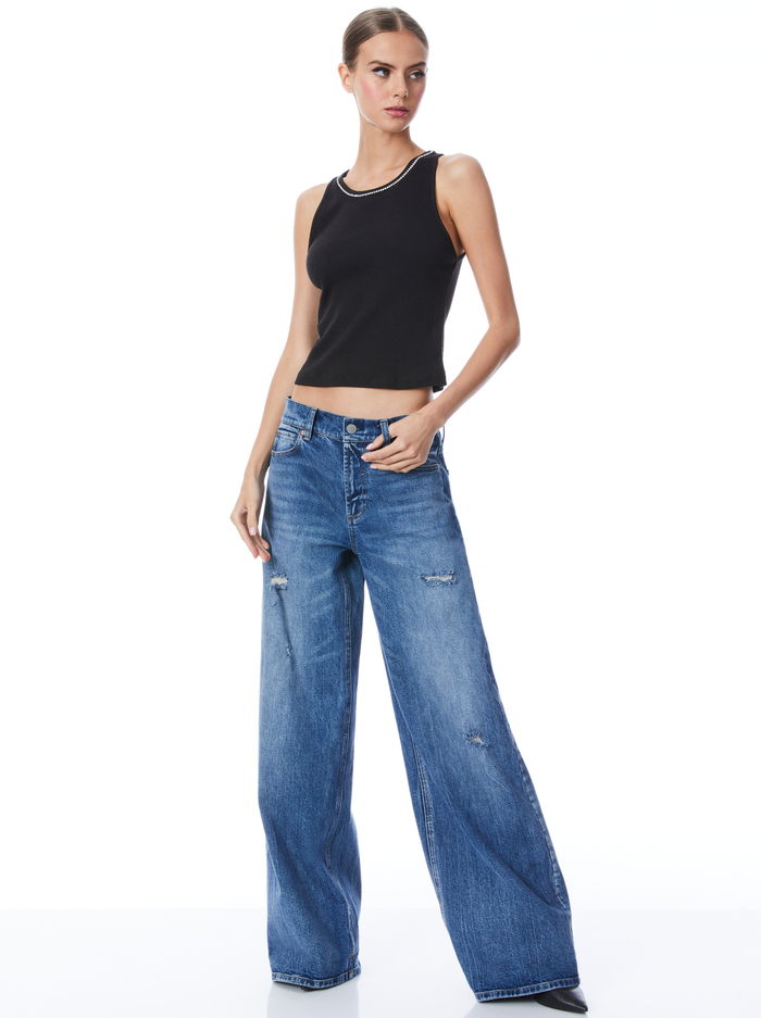 ALLEN EMBELLISHED NECK TANK TOP - BLACK image 3 - Alice And Olivia