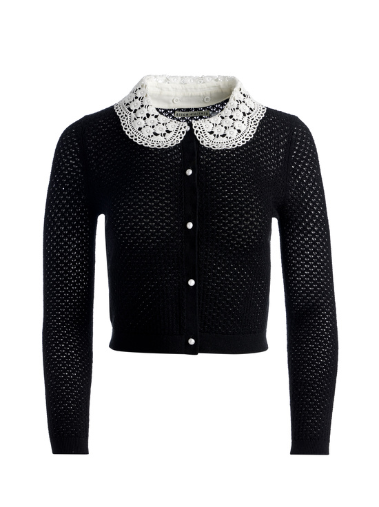 BLACK/SOFT WHITE-CARSON COLLARED CARDIGAN