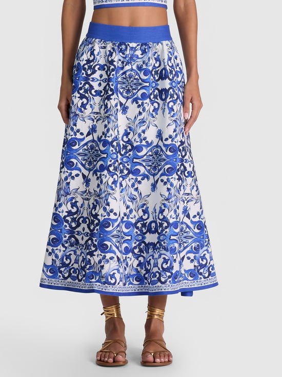 SOLSTICE-EARLA LINEN MIDI SKIRT