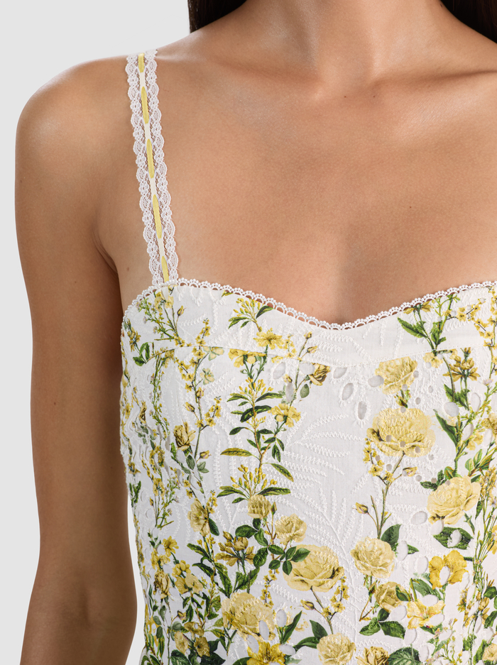 MEREDITH SWEETHEART MINI DRESS - FRESH AIR BUTTER image 2 - ALICE + OLIVIA