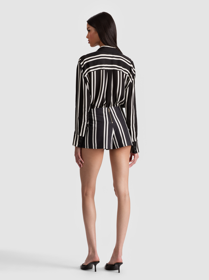 DIMITRA BUTTON DOWN - PADDLEBOARD STRIPE BLACK/ECRU image 2 - Alice And Olivia