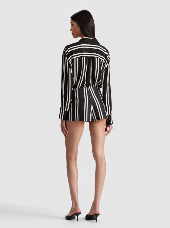 PADDLEBOARD STRIPE BLACK/ECRU-DIMITRA OVERSIZED BUTTON DOWN