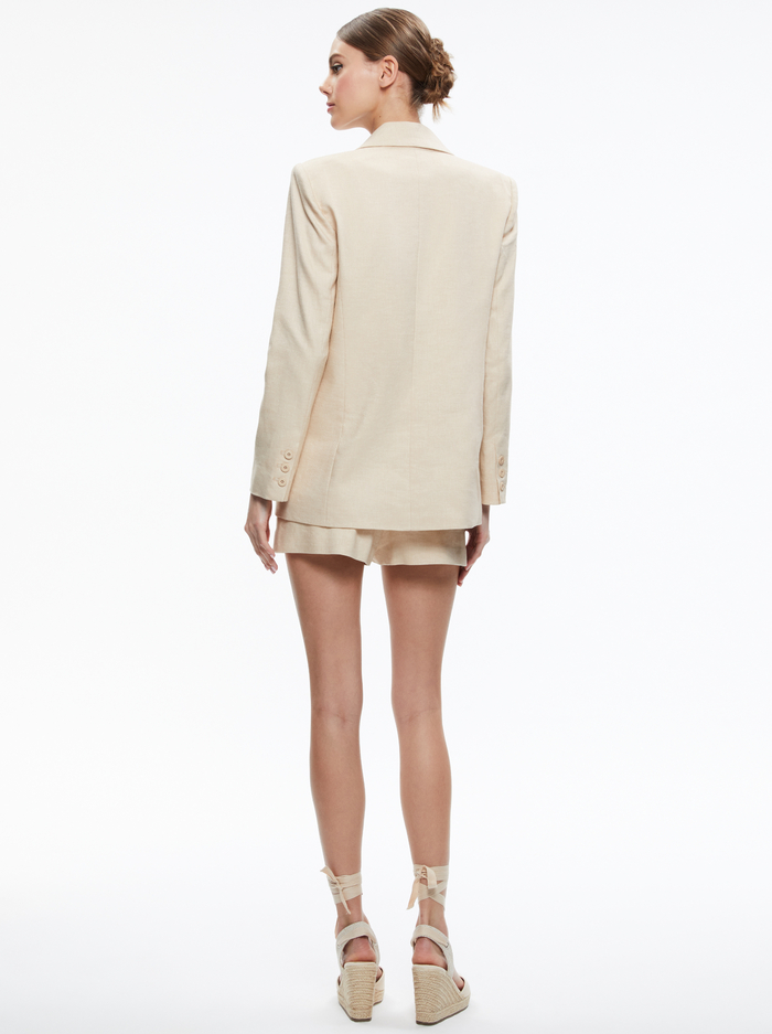 DENNY LINEN NOTCH COLLAR BOYFRIEND BLAZER - NATURAL image 1 - Alice And Olivia