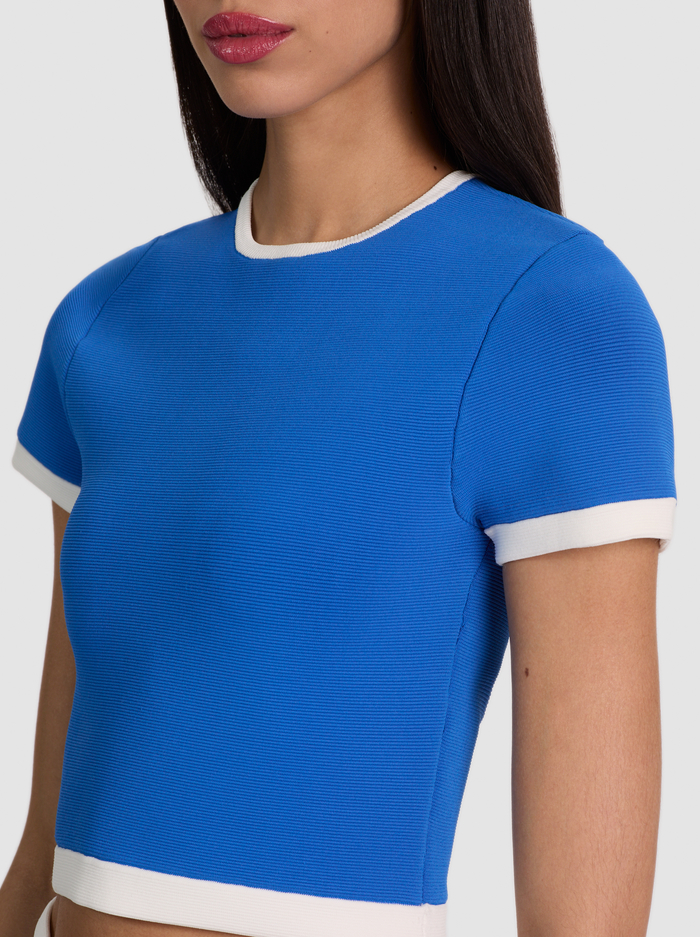 CIARA CROPPED PULLOVER - BLUE IRIS/SOFT WHITE image 3 - ALICE + OLIVIA