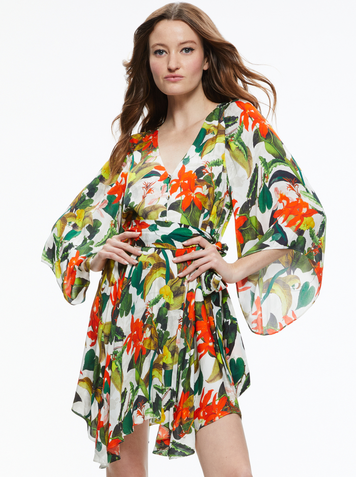 MARVA BELTED MINI DRESS - TROPICAL SUNRISE OFF WHITE image 2 - Alice And Olivia