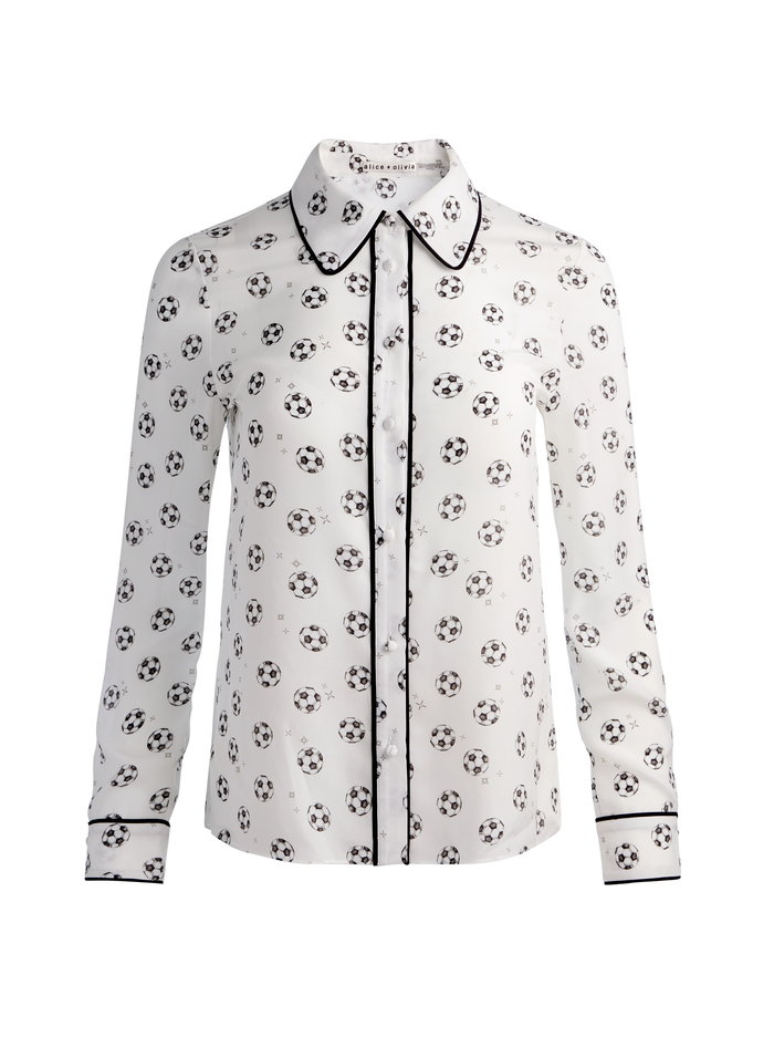 WILLA SILK BLOUSE - GO FOR GOLD OFF WHITE image 5 - ALICE + OLIVIA