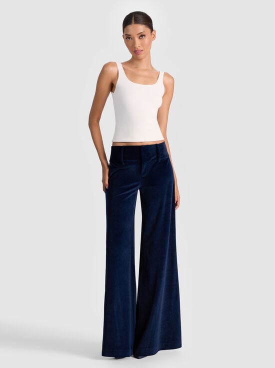 DARK MIDNIGHT BLUE-OLIVIA VELVET WIDE LEG PANT