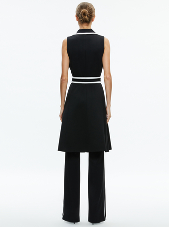 BLACK/OFF WHITE-AUBREY LONG TRENCH VEST