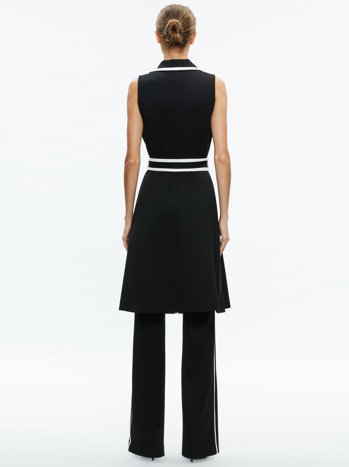 AUBREY MIDI TRENCH VEST - BLACK/OFF WHITE image 1 - Alice And Olivia