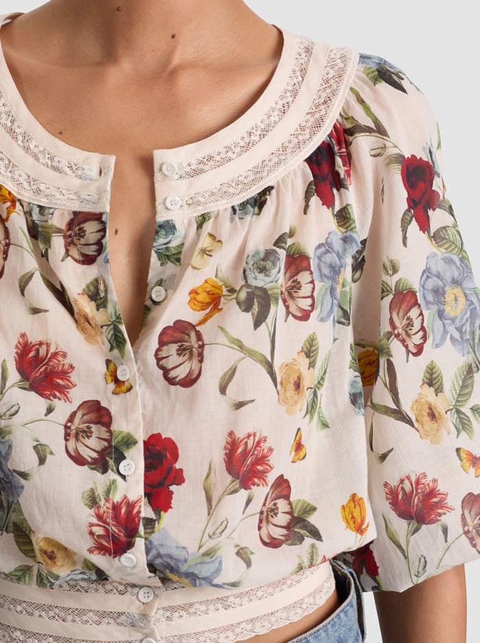 CHERELLE BUTTON DOWN BLOUSE - PROVENCE FLORAL SM image 3 - Alice And Olivia