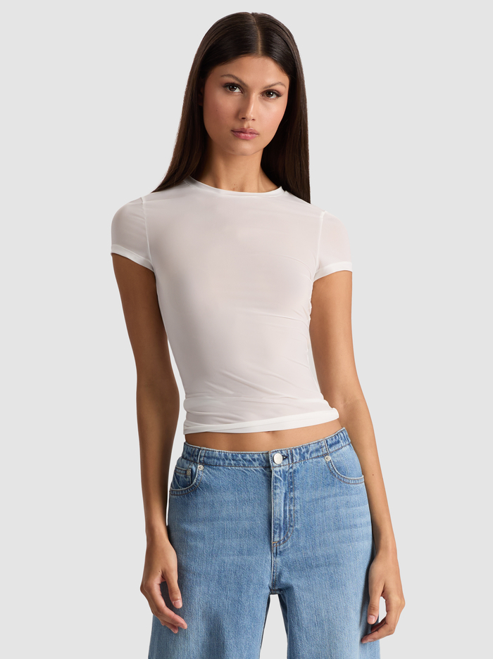 HOTTIE SHRUNKEN BABY TEE - OFF WHITE - Alice And Olivia