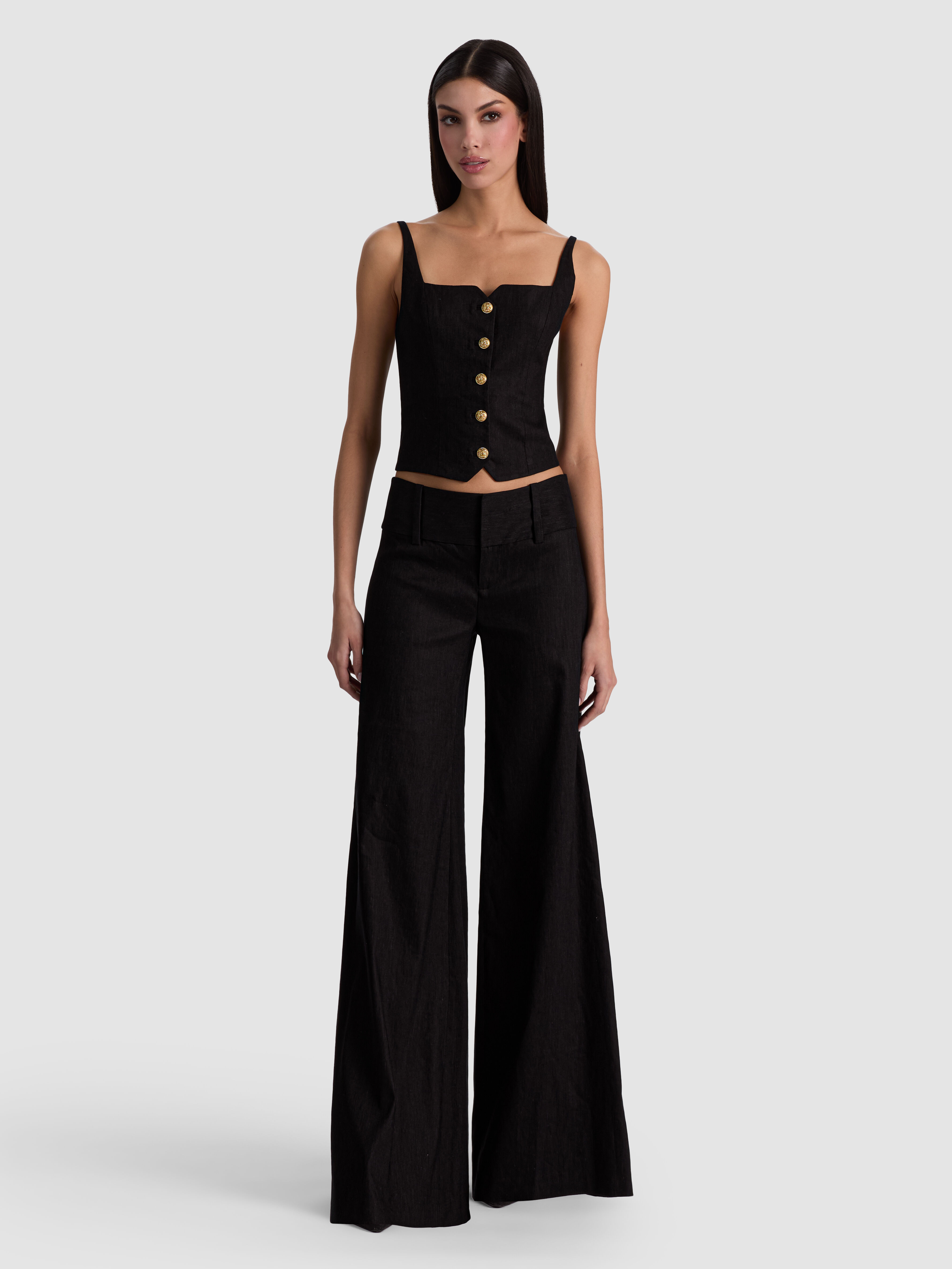 EVELINA HALTER JUMPSUIT in BLACK | ALICE + OLIVIA