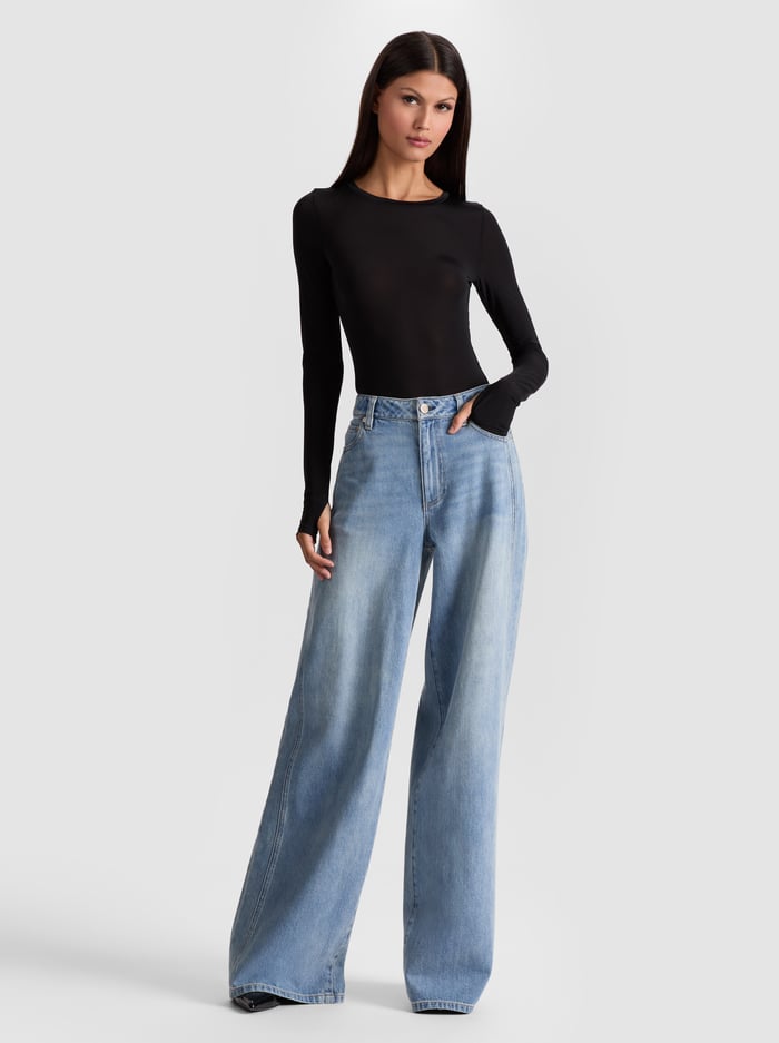 HOTTIE LONG SLEEVE BODYSUIT - BLACK image 1 - Alice And Olivia