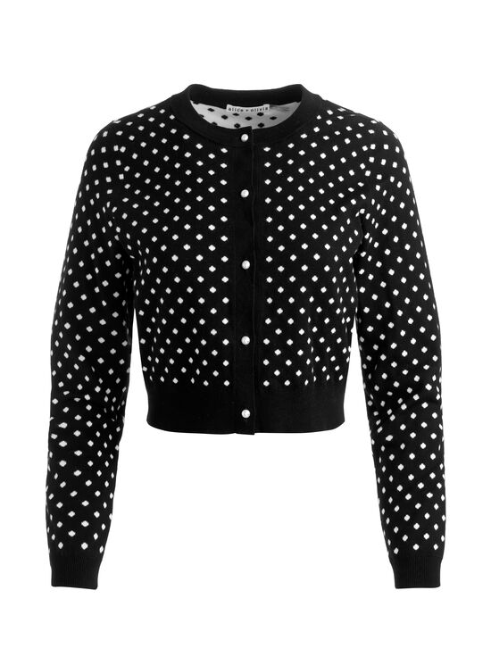 BLACK/OFF WHITE POLKA DOT-DOLLIE CASHMERE CARDIGAN
