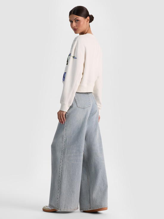 TWISTING VINES OFF WHITE-RUSSELL EMBELLISHED CREWNECK SWEATSHIRT