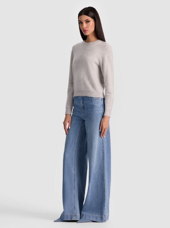 STORM GREY HEATHER-CAROLEE CASHMERE PULLOVER