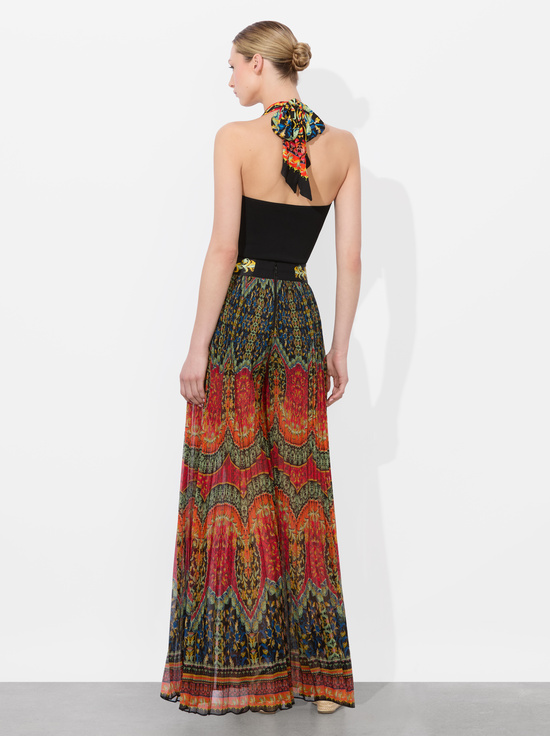BLACK MULTI-LEE WOVEN STRAP HALTER TOP