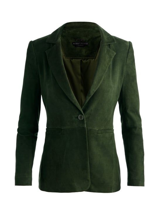 DARK FERN-MACEY SUEDE CINCH WAIST BLAZER