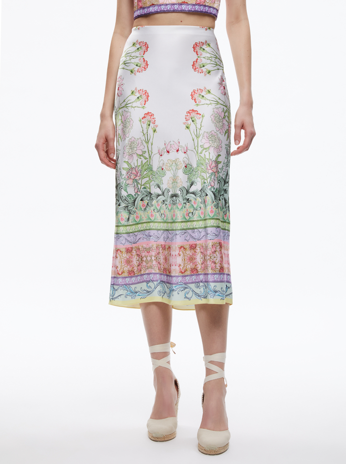 MAEVE SLIP MIDI SKIRT - FLORAL FEST - Alice And Olivia
