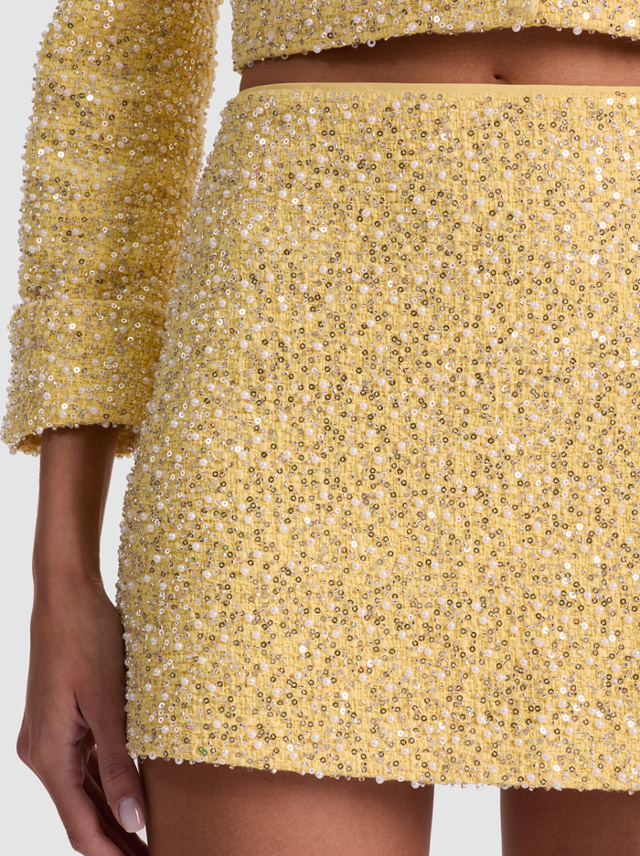 ECENIA EMBELLISHED TWEED MINI SKIRT - BUTTER image 3 - Alice And Olivia