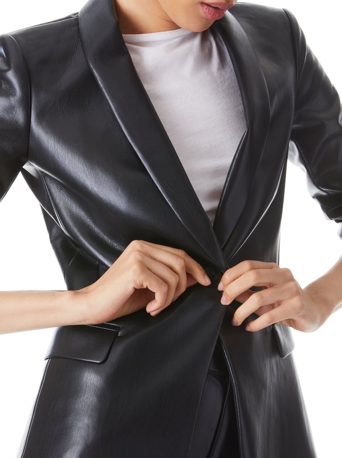MACEY VEGAN LEATHER BLAZER - BLACK image 3 - Alice And Olivia