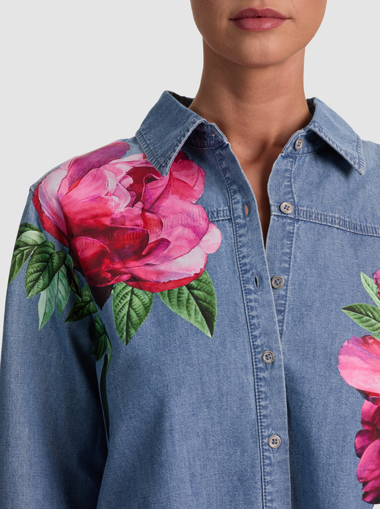 DENVER BRIGHT BLUE/EMPRS BLOOM-FINELY DENIM BUTTON DOWN