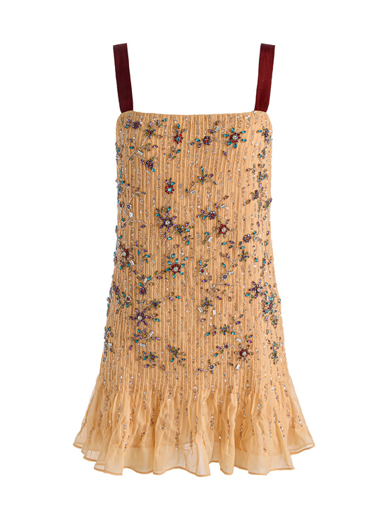 LIGHT PEACH-LINNEA EMBELLISHED MINI DRESS