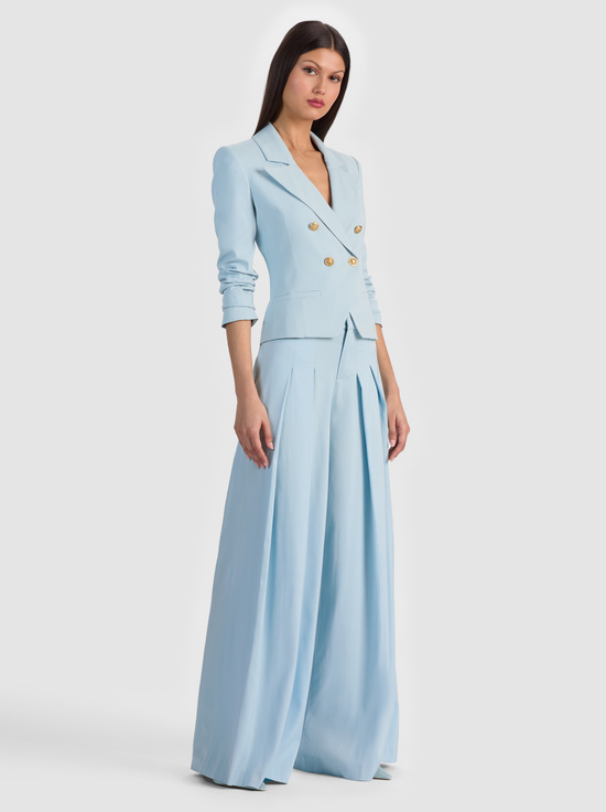 CAROLINA BLUE-SABLE DOUBLE BREASTED CROPPED BLAZER